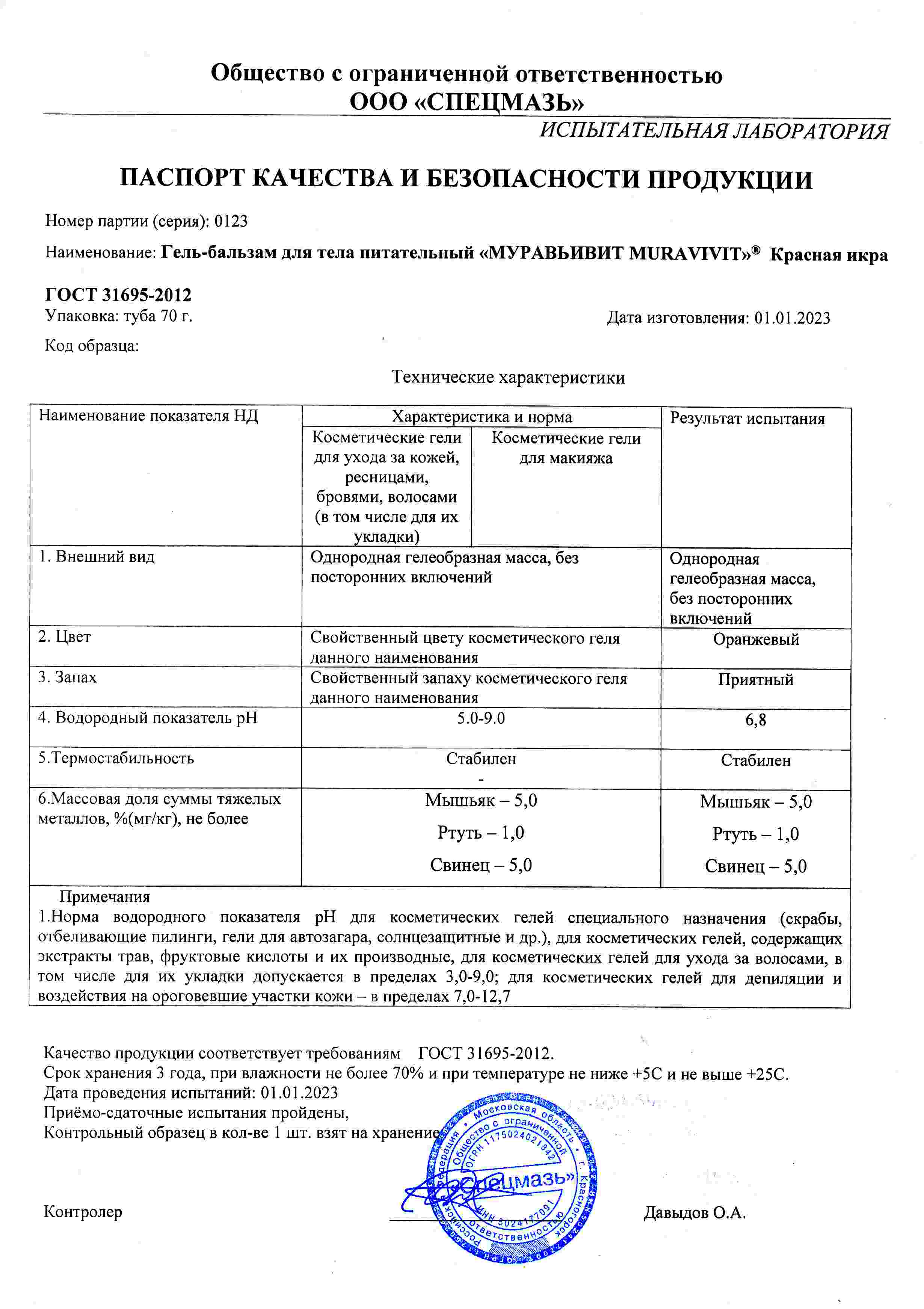 Паспорт №012023